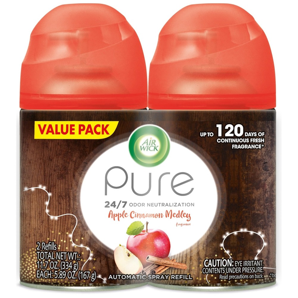 Air Wick Automatic Spray Refill 2 Pack 11.7oz Apple Cinnamon Medley Pure 24/7